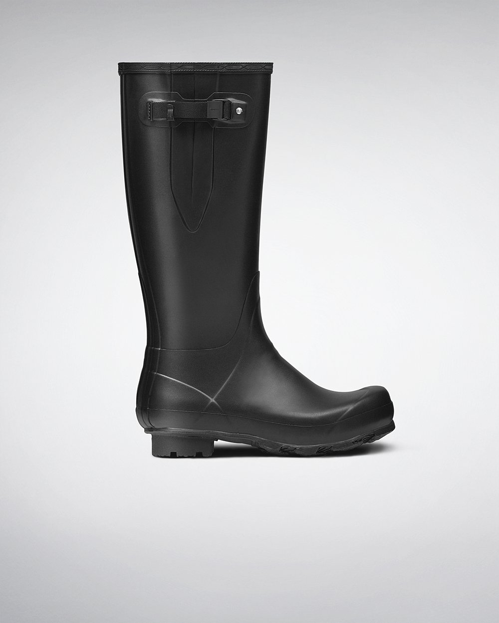 Mens Tall Rain Boots - Hunter Norris Field Side Adjustable (23IPJZSGT) - Black